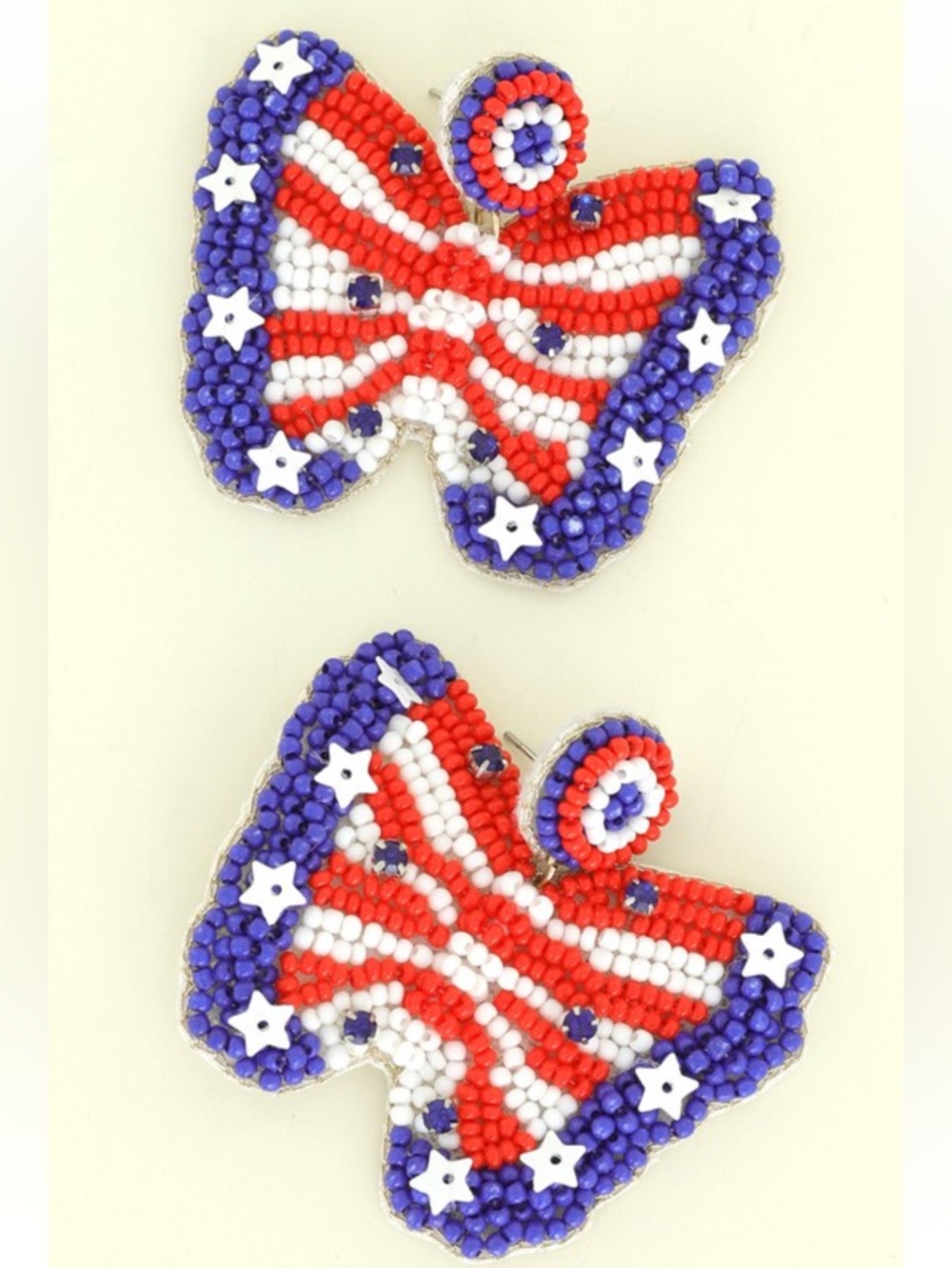 2026. Patriotic beaded butterfly post earrings